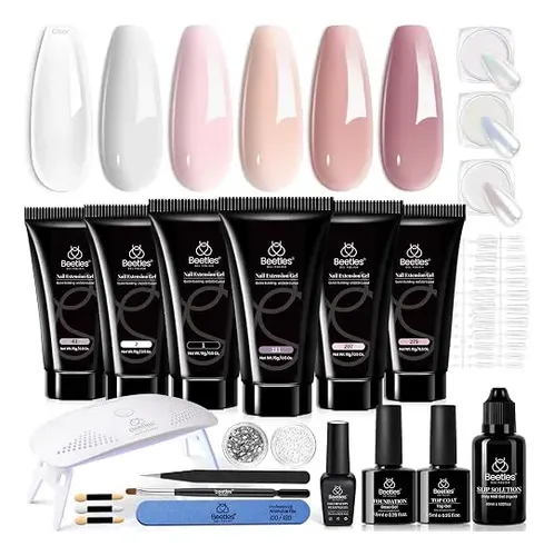 Kit Uñas Gel Poliacrílico Beetles 6 Colores Jelly Nude