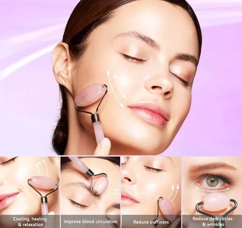 Rodillo Facial Jade Verde Masajeador Drenaje Linfático