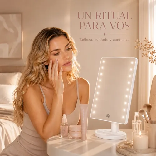 Espejo Maquillaje Con Luz Led Táctil Mesa Tocador 16 Leds