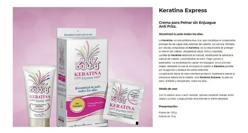 Keratina Express Mary Bosques Crema Sin Enjuague 150gr