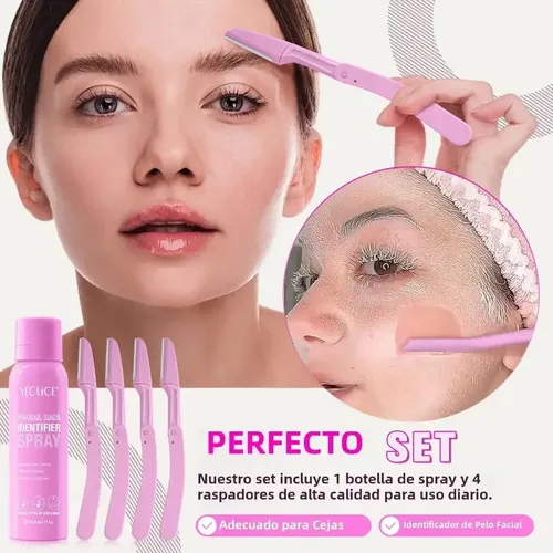 Kit De Aerosol Revelador De Vello Facial Con 4 Cuchillos Ela