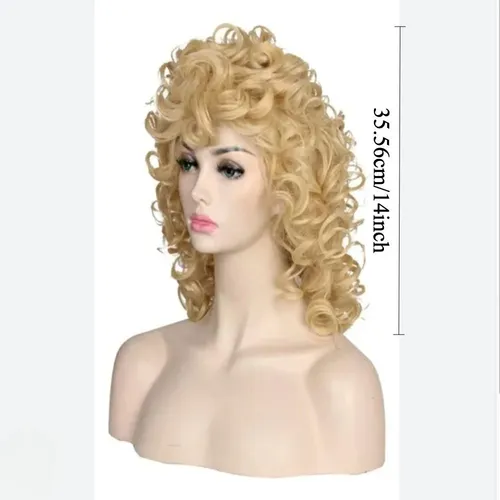 Peluca Rizada De 14 Pulgadas, Cabello Rubio Corto Con Flequi