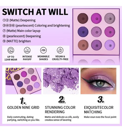 Paleta Morada 9 Colores Hxssll D02