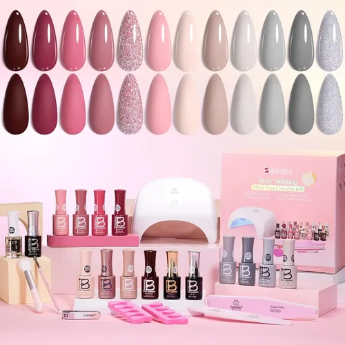 Kit Uñas Gel 12 Colores Uv Base Top Coat Aceite