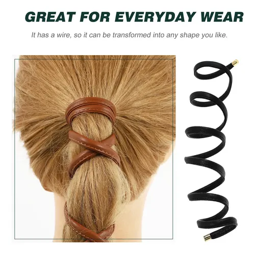 Bandas Para Cabello De Cuero Sintético Con Alambre Flexible