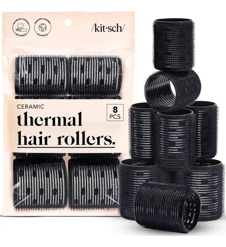 Rodillos Térmicos De Cerámica Kitsch Para Mujer, Color Negro Negro