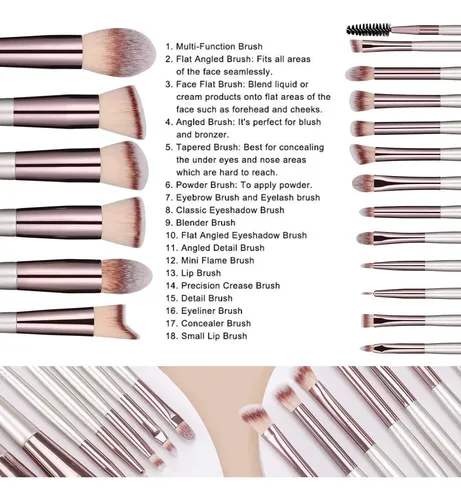 Set De Brochas De Maquillaje Portátiles Multicolor 15 Piezas