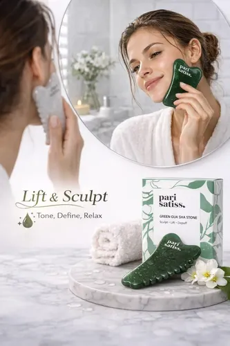 Gua Sha Jade Verde Para Rostro Cuello Y Mandíbula