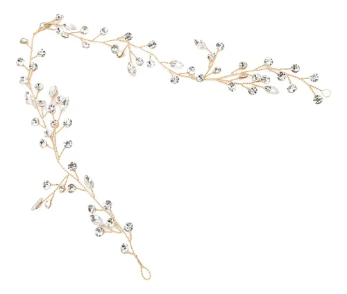 Gold Rhinestone Bridal Hair Vine Classic Simple Wedding