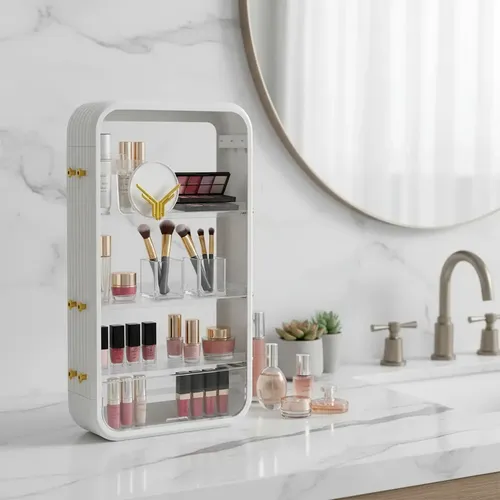 Organizador De Cosmetico De Pared Flotante Adhesivo Blanco F