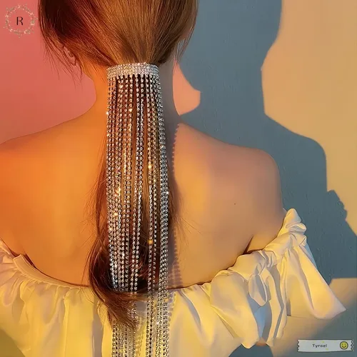 A Pinza De Pelo Brillante Para Mujer Con Flecos Largos Y .