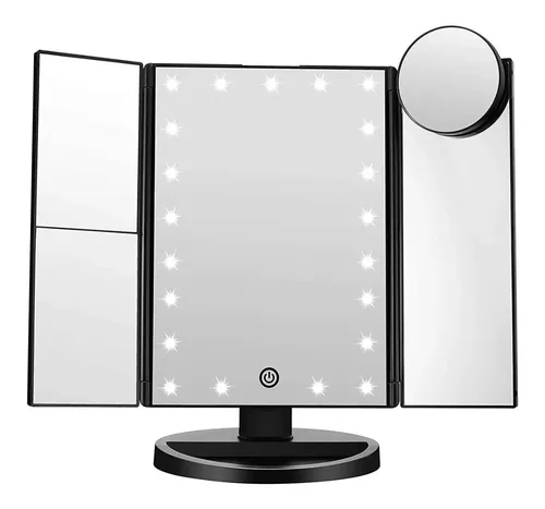 Espejo Maquillaje Led Luz Portatil Aumento Escritorio Usb