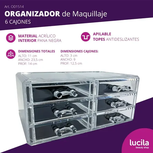 Organizador De Maquillaje De Acrílico Con 6 Cajones O01514