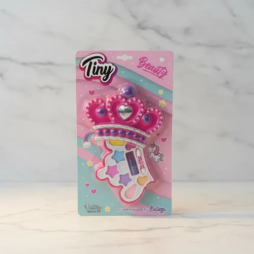 Set Maquillaje Corona Sombras Labial Juguete Tiny Beauty