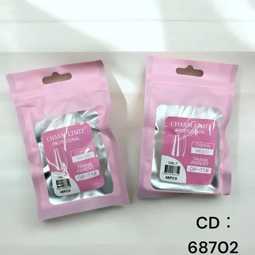 Pack 48 Tips Soft Gel Coffin Medio Charm Limit Profesional Transparente Coffin Medio Transparente