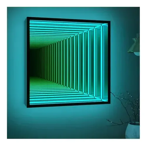 Luz Espejo Infinito Rgb 70cm Control Remoto App Verde Oscuro