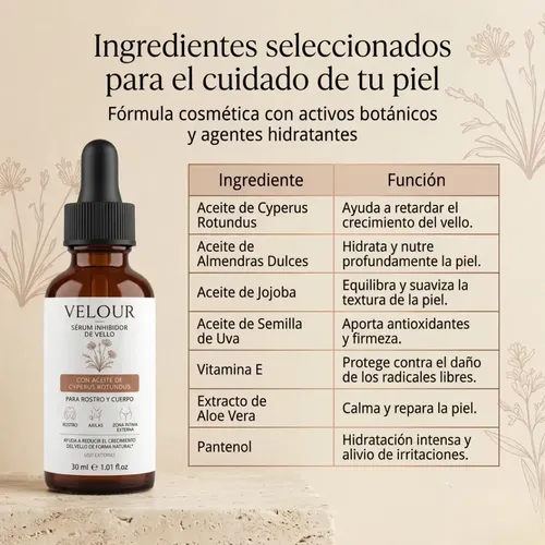 Serum Reductor De Vello Velour Piel Suave Sin Dolor 30ml 1u