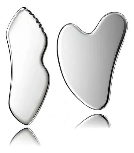 2 Piezas Gua Sha Herramientas Faciales Acero Inoxidable