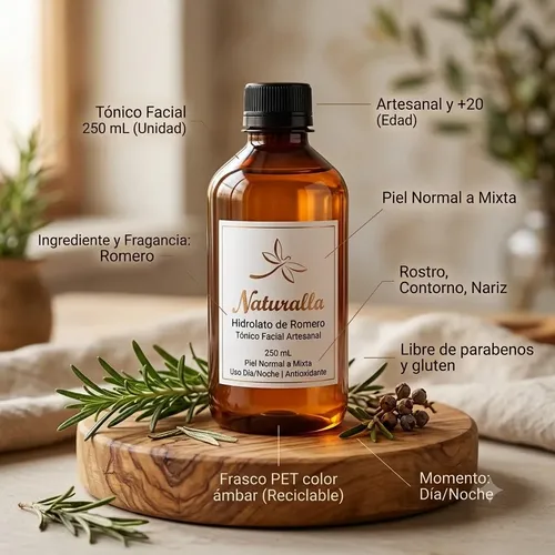 Hidrolato Romero Puro 250ml Tónico Capilar Y Facial
