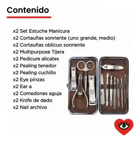 Manicura Pedicura Set 24 Piezas De Acero Inoxidable Estuche Veoquiero