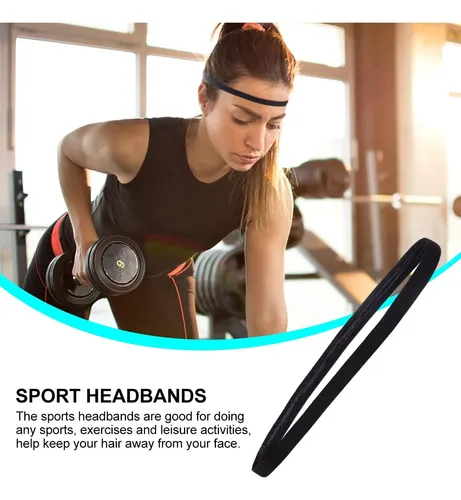 Diademas Deportivas Negras 5 Unidades Elásticas Delgadas, S