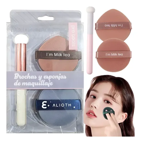 Set Esponjas Faciales Látex Mely Maquillaje Profesional Mediana 2 Pzas