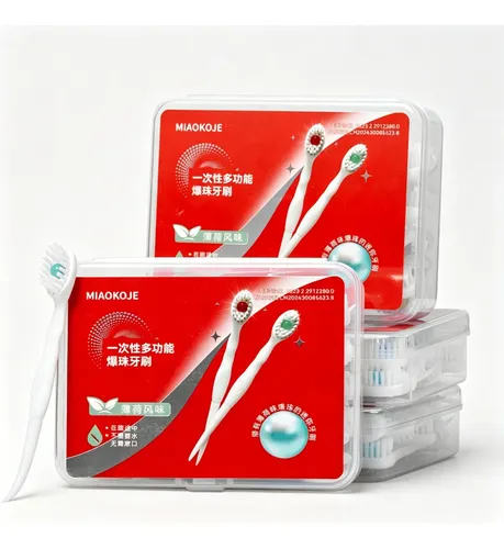20 Cepillos Dentales Mini Con Pasta Y Hilo Dental 2 En 1