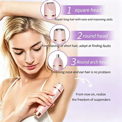 Recortadora Y Afeitadora Eléctrica 3 En 1 Para Mujer, Lcd, U Rosa