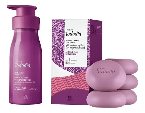 Kit de regalo de crema hidratante Natura Tododia y jabón con fragancia de ciruela y flor de vainilla