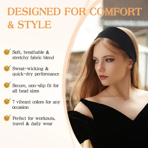 Diademas De 7 Piezas Para Mujer, Tela De Algodón Suave, Elás 7pcs-neutral Set