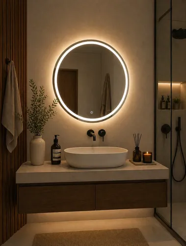 Espejo Digital Led Redondo 70×70 Circular Sin Marco