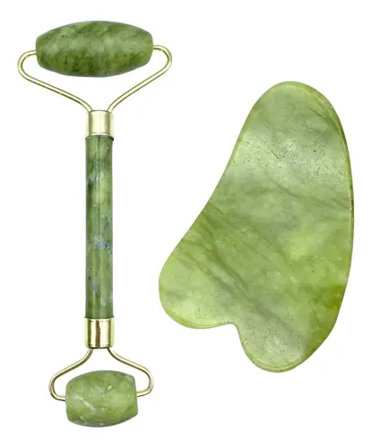 Jade Roller Y Piedra Gua Sha Masajeador Facial Set Original