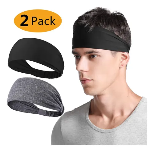 – 2 Pieces Polyester Fiber Sports Bandanas, Sweat / Black+gray