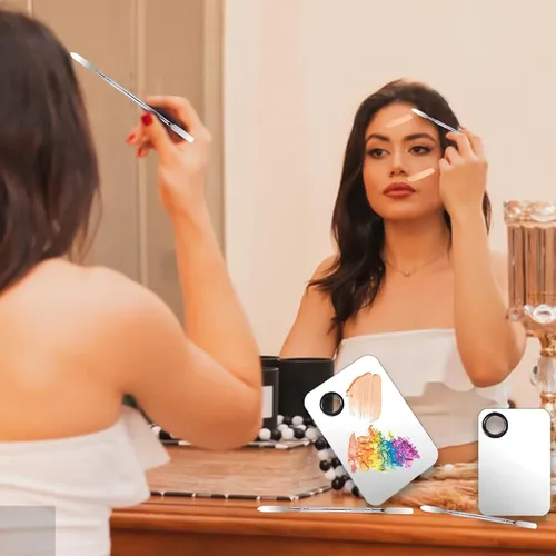 Paletas De Maquillaje Acero Inox 2 Pzas Con Espátula