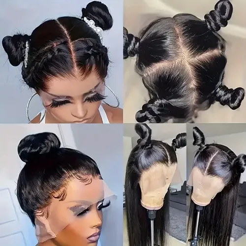 Pelucas De Pelo Humano 360 De Encaje Frontal Hd De Pelo Huma Negro