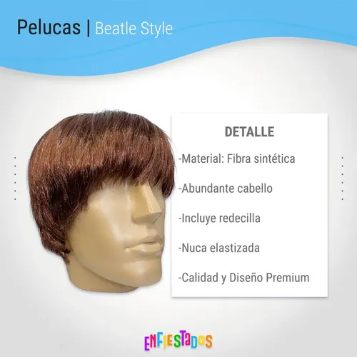 Peluca Pelo Cotillon Disfraz Beatles Lacio Flequillo Flogger