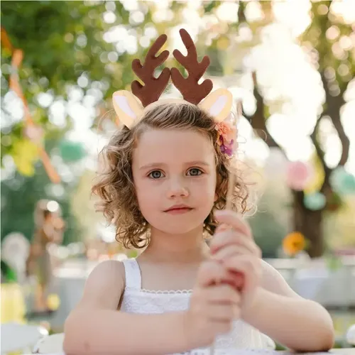 2 Aros Para El Pelo Con Cuernos De Reno Para Navidad N