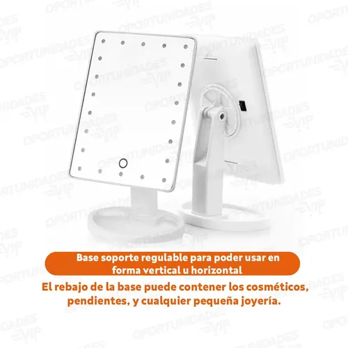 Espejo Rectangular Maquillaje 16 Luces Leds 360 A Pila