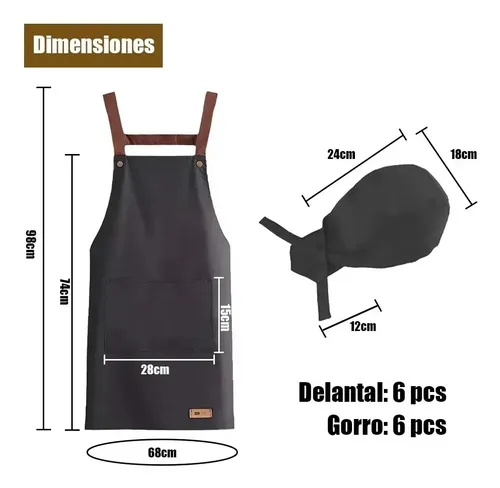 A Banna 6 Delantal De Chef Impermeables Y 6 Gorros De Chef