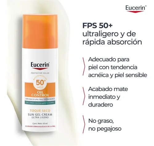 Eucerin Sun Fps50 Oil Control Gel Crema Facial Toque Seco