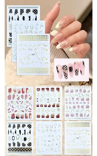 Stickers Adhesivos Colección Liner Y Cuadros X6u Deco Nails