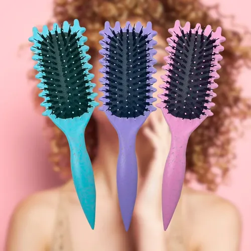 Cepillo Definir Rizos Peine Cabello Rizado Peinado Rulos 1pz Color Morado