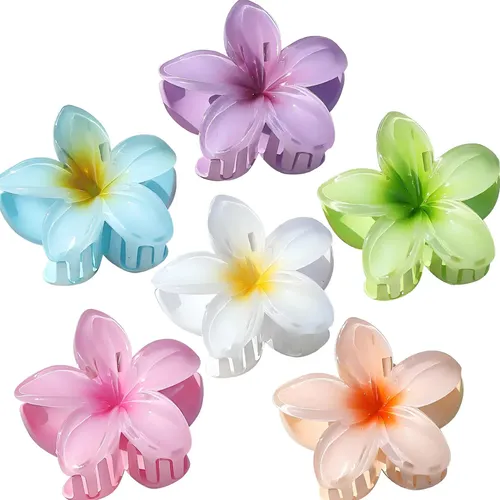 Cxre Clips Para El Cabello Berenjena 6 Piezas Flor 3d Ce