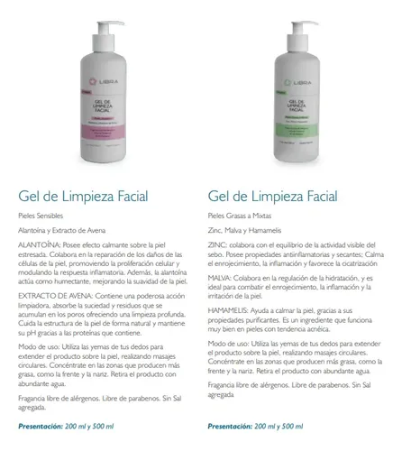 Gel De Limpieza Facial Piel Mixta Libra Cosmetica Pack 2