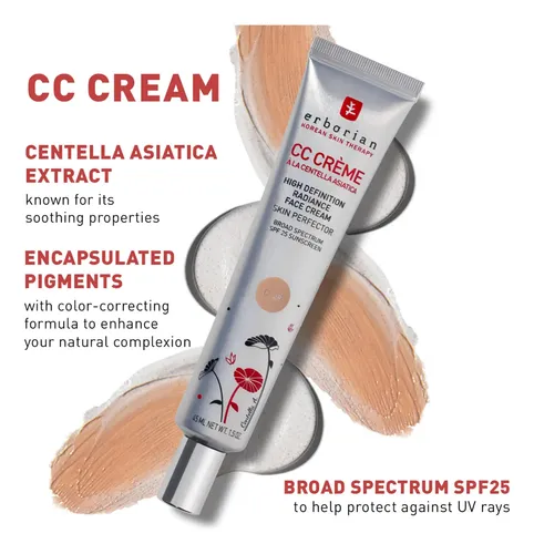 Crema Correctora De Color Erborian Cc Cream Con Centella Asi