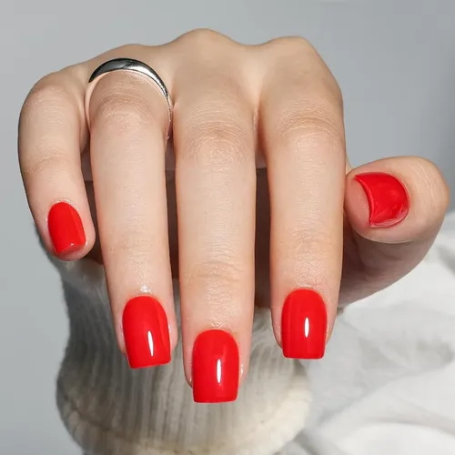 Uñas Postizas Rojas Cortas Cuadradas Herlight 30u +