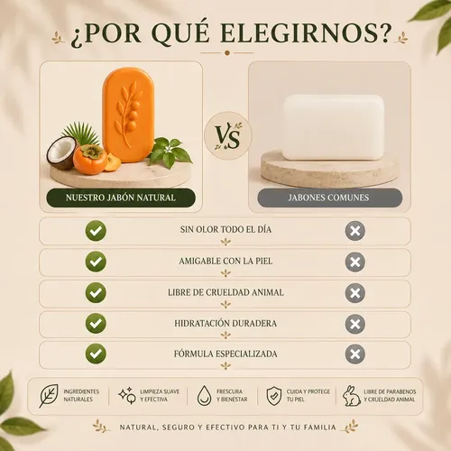 Jabón Caqui Para Controlar El Olor Corporal X3