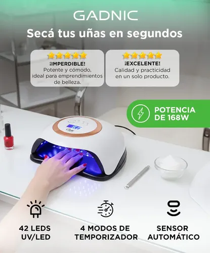 Cabina Para Uñas Gadnic 168 W Led Uv Pro Manos Pies Esmalte Semipermanente