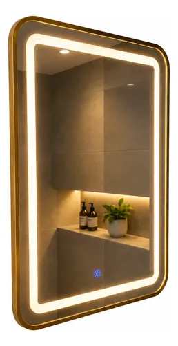 Espejo Luz Led Conex Usb Pared Bano 70×50 Rectangular