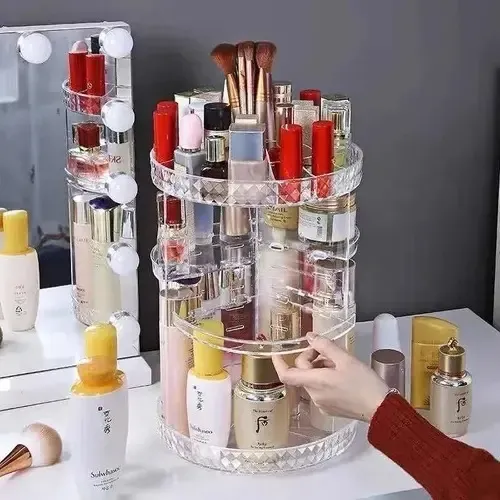 Organizador Giratorio Acrílico Transparente Cosméticos Maquillaje